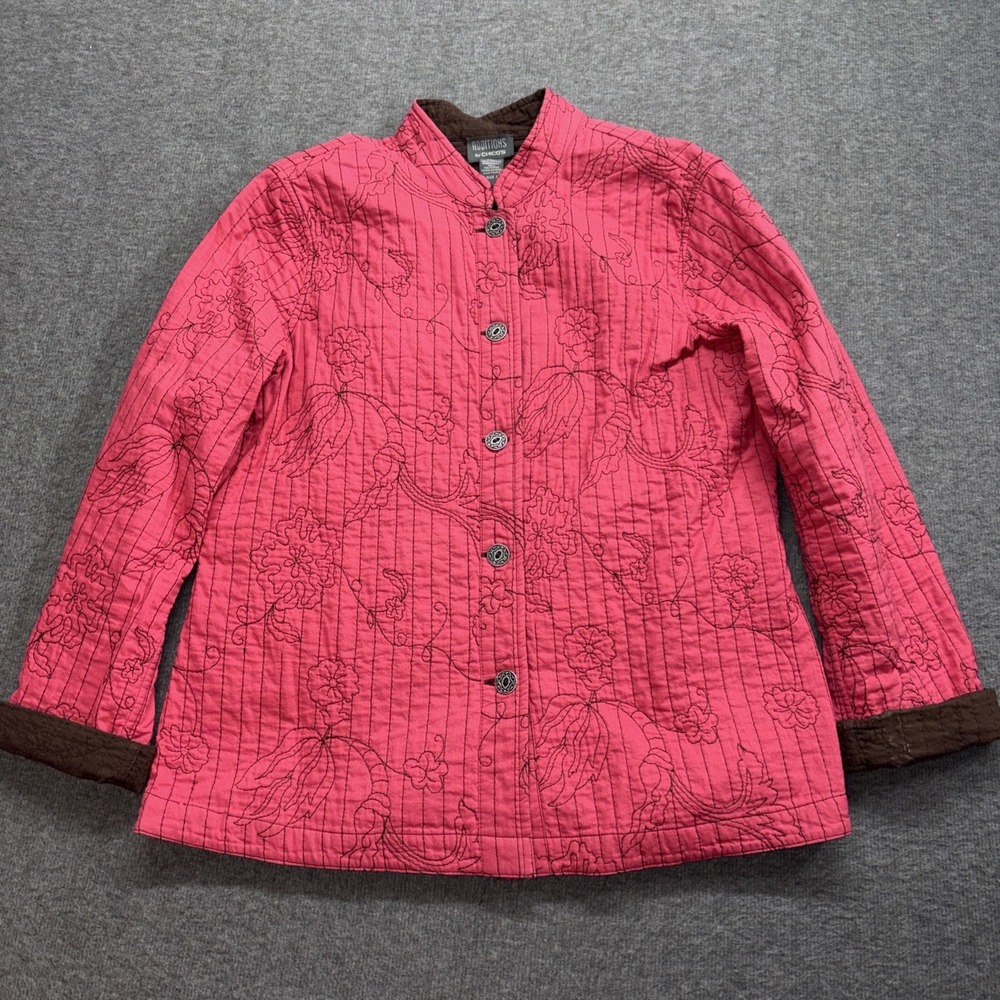 Chico's Women's Sz M/8 (1) Pink Button Front Blazer Jacket‎ Floral